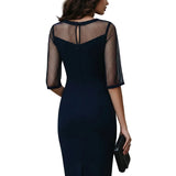 Ashley - Midi Μεσαίο Φόρεμα με Διάφανες Φάσες (Mesh Panel Tailored Midi Dress)