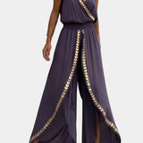 Donatella Jumpsuit with Gold Details and Wide Leg