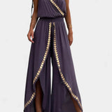 Donatella Jumpsuit with Gold Details and Wide Leg