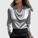 Sylvie - Luxurious sparkle blouse with pleated neck