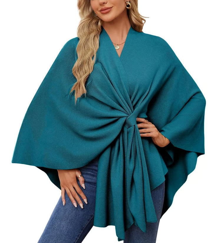 Maegan | Elegante xale tipo poncho com design frontal macio e aberto