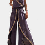Donatella Jumpsuit with Gold Details and Wide Leg