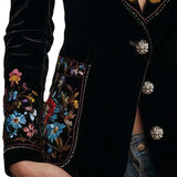Mona - Velvet Blazer With Colorful Floral Embroidery