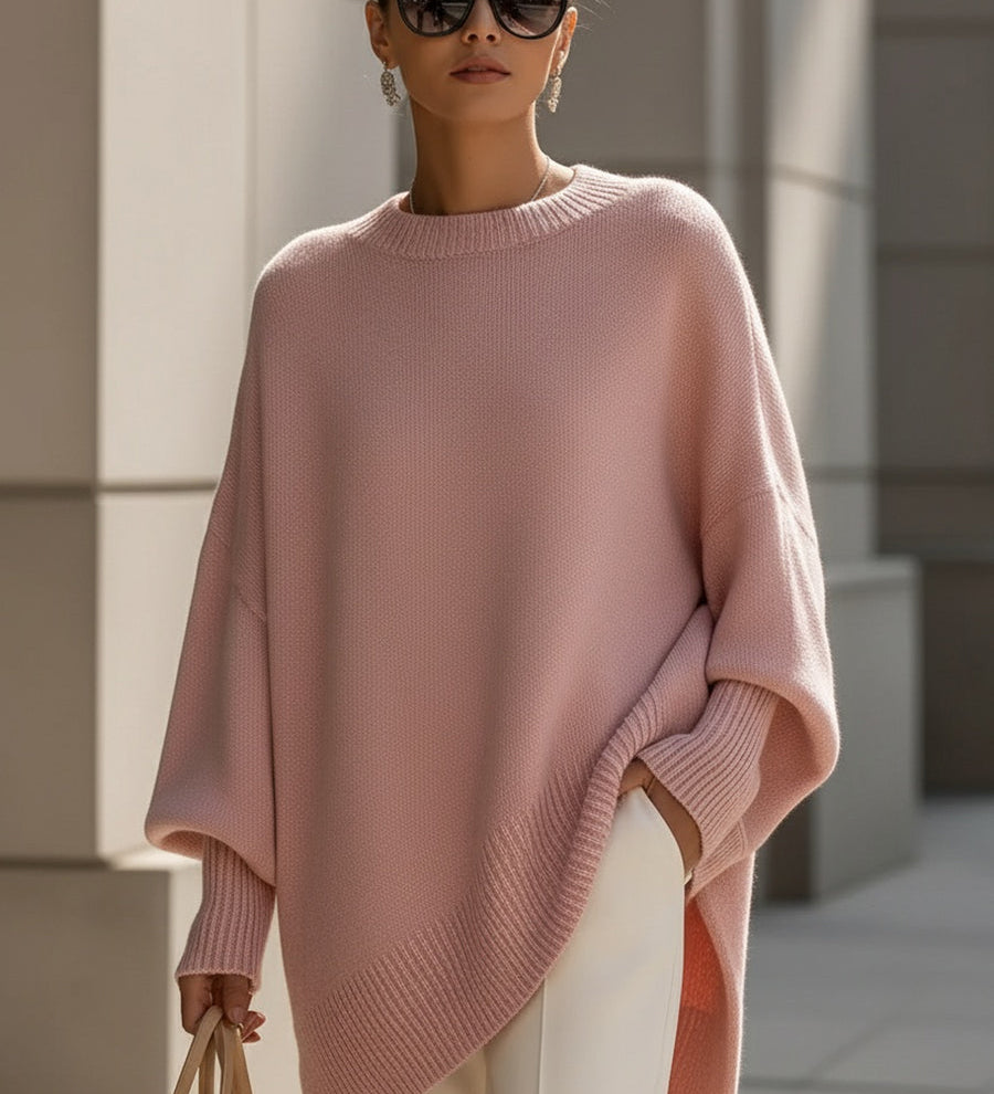 Camisola Poncho em Malha Folgada