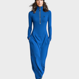 Madea | Women's Maxi Viscose Sport Dress with Half High Collar and Zipper MDA3197G9Y