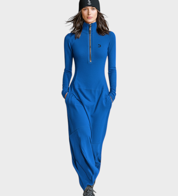 Madea | Women's Maxi Viscose Sport Dress with Half High Collar and Zipper MDA3197G9Y