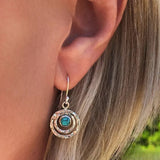 Brincos Boho Saturno com pedra turquesa