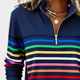 Marlen | Blouse with Half Zip and Rainbow