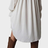 Mary- Retro lace mini dress with an asymmetrical hem and long sleeves