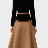 Rebecca | Two Tone Trim Blazer And A-line Midi Skirt Set