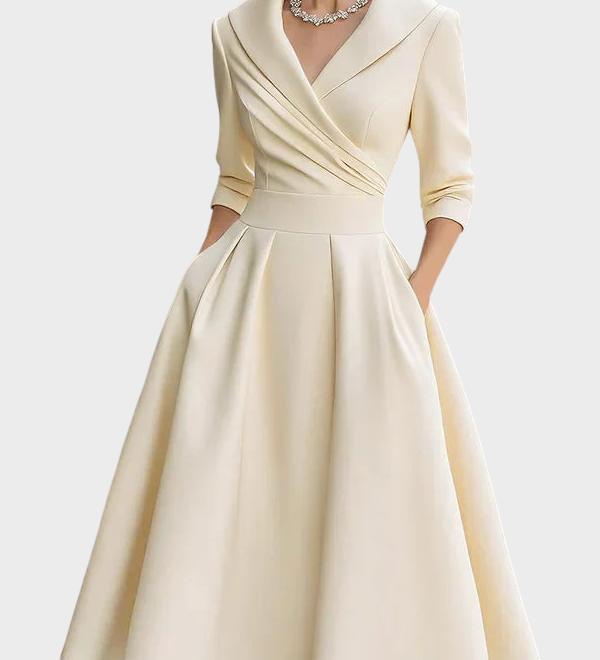 Gabriella | Elegant Midi Dress with Refined Details and Practical Pockets