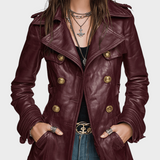 Helga | Vintage Black Faux Leather Double Jacket