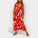 Vestido Leve com Decote em V e Padrão Moderno