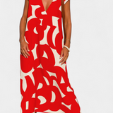 Asela Casual V-Neck Dress with Mixi Pattern