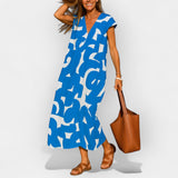 Vestido Leve com Decote em V e Padrão Moderno