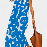 Asela Casual V-Neck Dress with Mixi Pattern