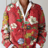 Chloe | Cardigã de malha com padrão floral vintage