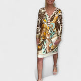 Vestido Solto com Decote em V (Design Retrô)