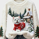 Wyla | Retro Flannel Top with Christmas Animal Art Print - Casual
