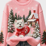 Wyla | Retro Flannel Top with Christmas Animal Art Print - Casual