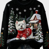 Wyla | Retro Flannel Top with Christmas Animal Art Print - Casual