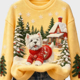 Wyla | Retro Flannel Top with Christmas Animal Art Print - Casual