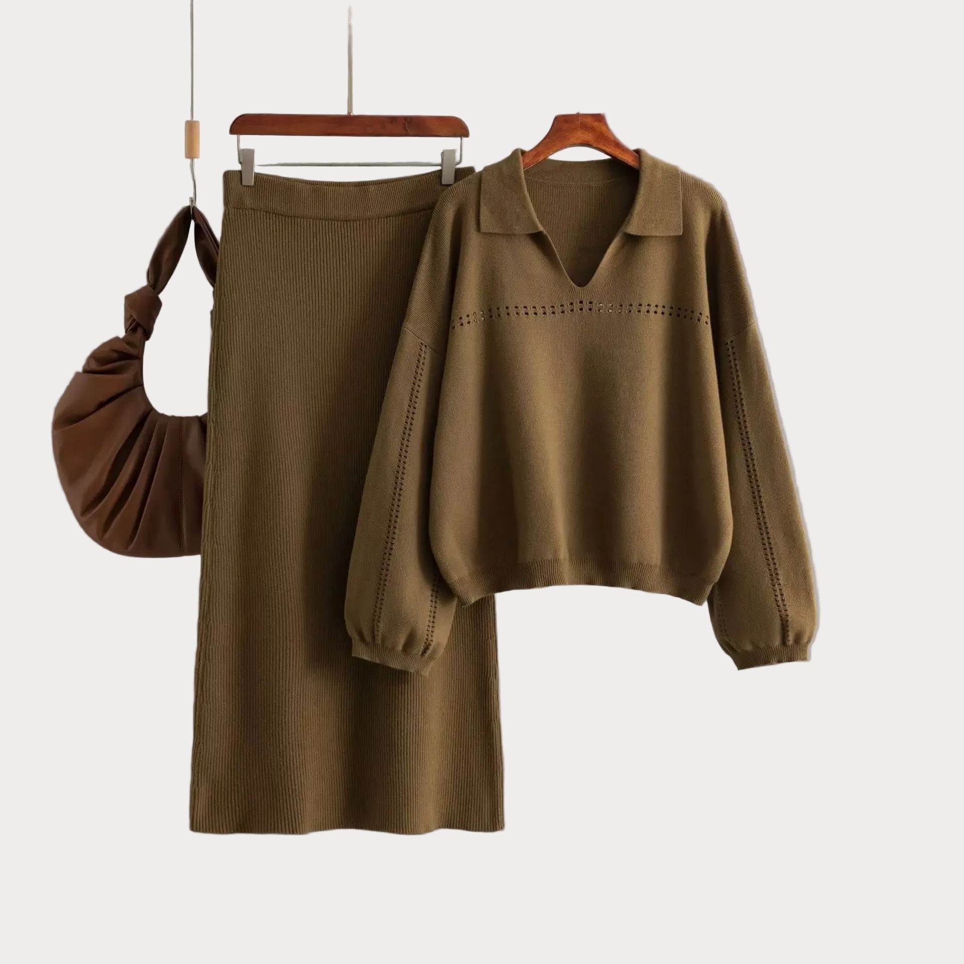 Gertrud | Luxury Wool Blend Set - Knit with Skirt
