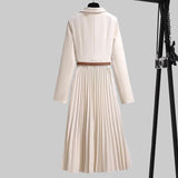 Novo Vestido Blazer Plissado Elegante