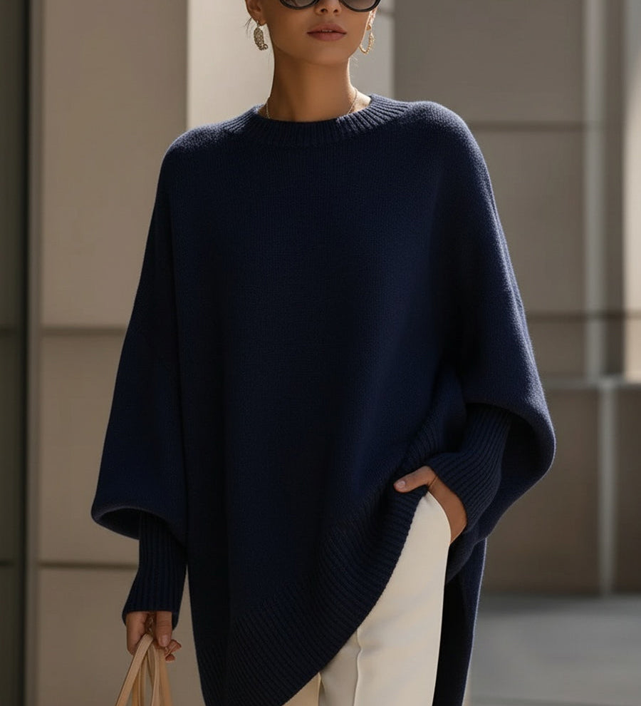Camisola Poncho em Malha Folgada