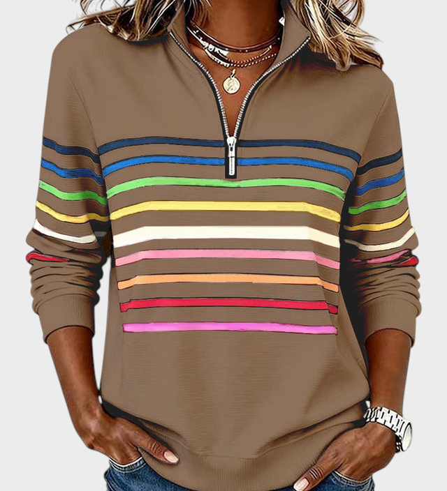 Marlen | Blouse with Half Zip and Rainbow