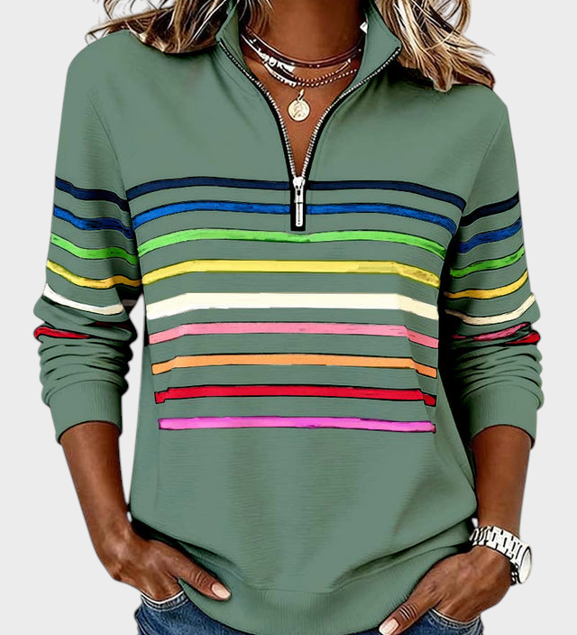 Marlen | Blouse with Half Zip and Rainbow