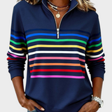 Marlen | Blouse with Half Zip and Rainbow