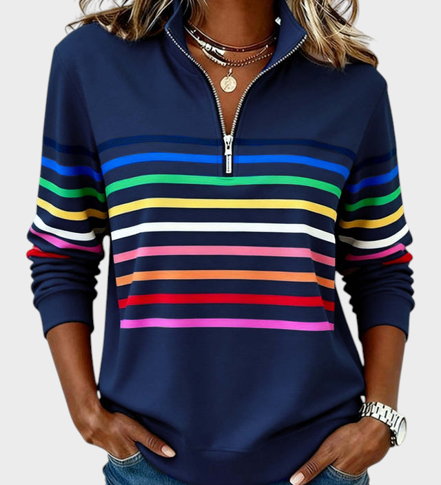Marlen | Blouse with Half Zip and Rainbow
