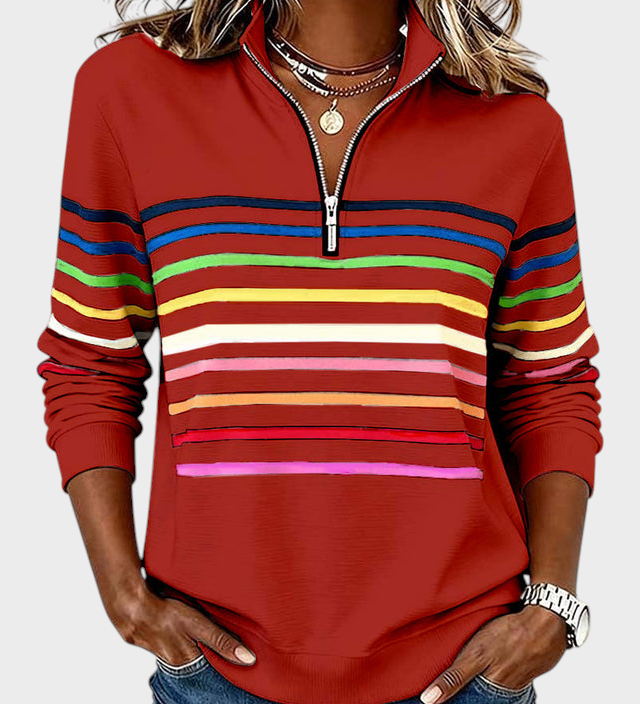 Marlen | Blouse with Half Zip and Rainbow