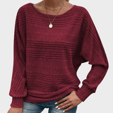 Yasmin | Blusa Riscas Apertada de Manga Comprida e Decote Redondo