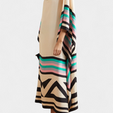 Elenora Kaftan with Geometric Pattern, Loose Fit, and Butterfly Mesh Fabric