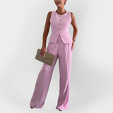Elegante Conjunto de Calças com Top sem Mangas
