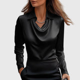Sylvie - Luxurious sparkle blouse with pleated neck
