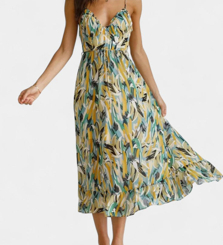 Fiona Vibrant Pattern Midi Dress