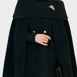 Azalea | Elegant White Knitted Patchwork Cape And Wool Blouses Two Piece Set Spring
