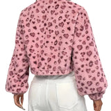 Zaria | Leopard Print Zip Fleece Sweatshirt