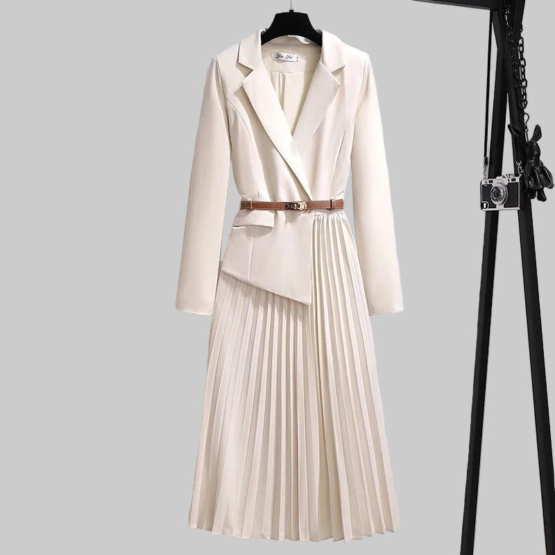 Novo Vestido Blazer Plissado Elegante