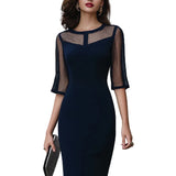 Ashley - Midi Μεσαίο Φόρεμα με Διάφανες Φάσες (Mesh Panel Tailored Midi Dress)