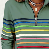 Marlen | Blouse with Half Zip and Rainbow