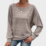 Yasmin | Blusa Riscas Apertada de Manga Comprida e Decote Redondo