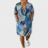 Riola — Colorful Dress with V Neckline