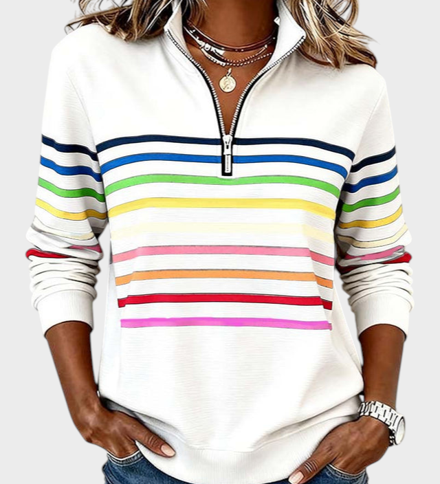 Marlen | Blouse with Half Zip and Rainbow