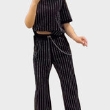 Vivien | Conjunto de Duas Peças Lounge com Riscas de Glitter