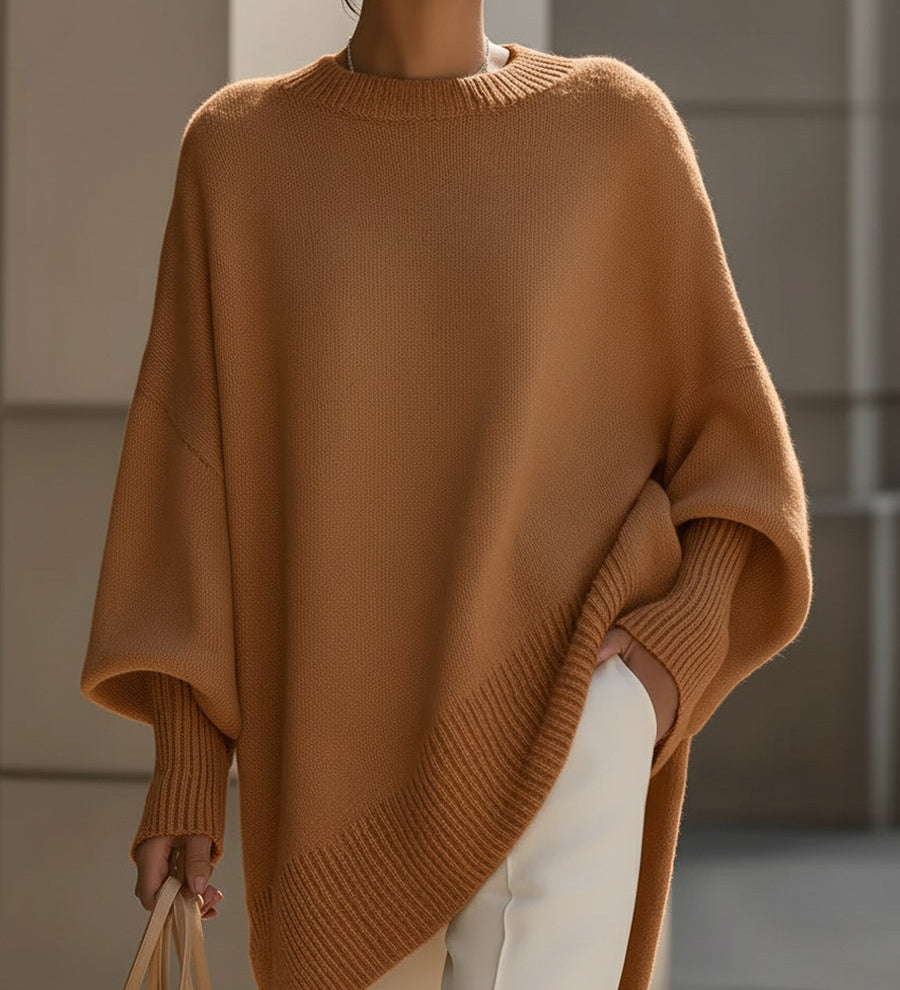 Camisola Poncho em Malha Folgada