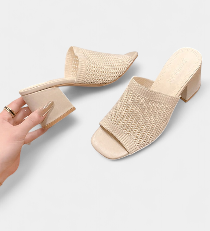 Christy Square Mesh Heeled Sandals